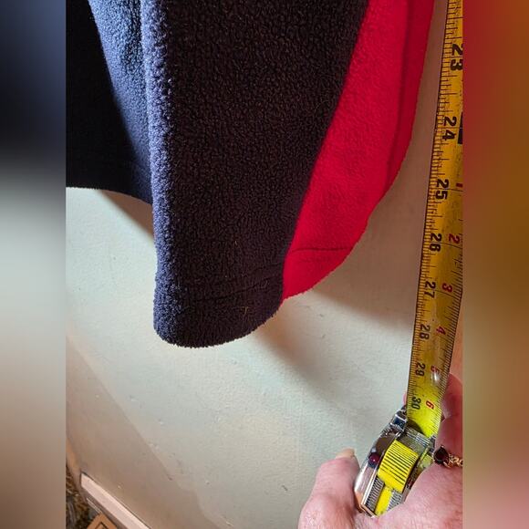 Vtg 90s Y2K Tommy Hilfiger Navy & Red Crewneck Fleece Sweater Embroidered Logo S - Picture 7 of 7